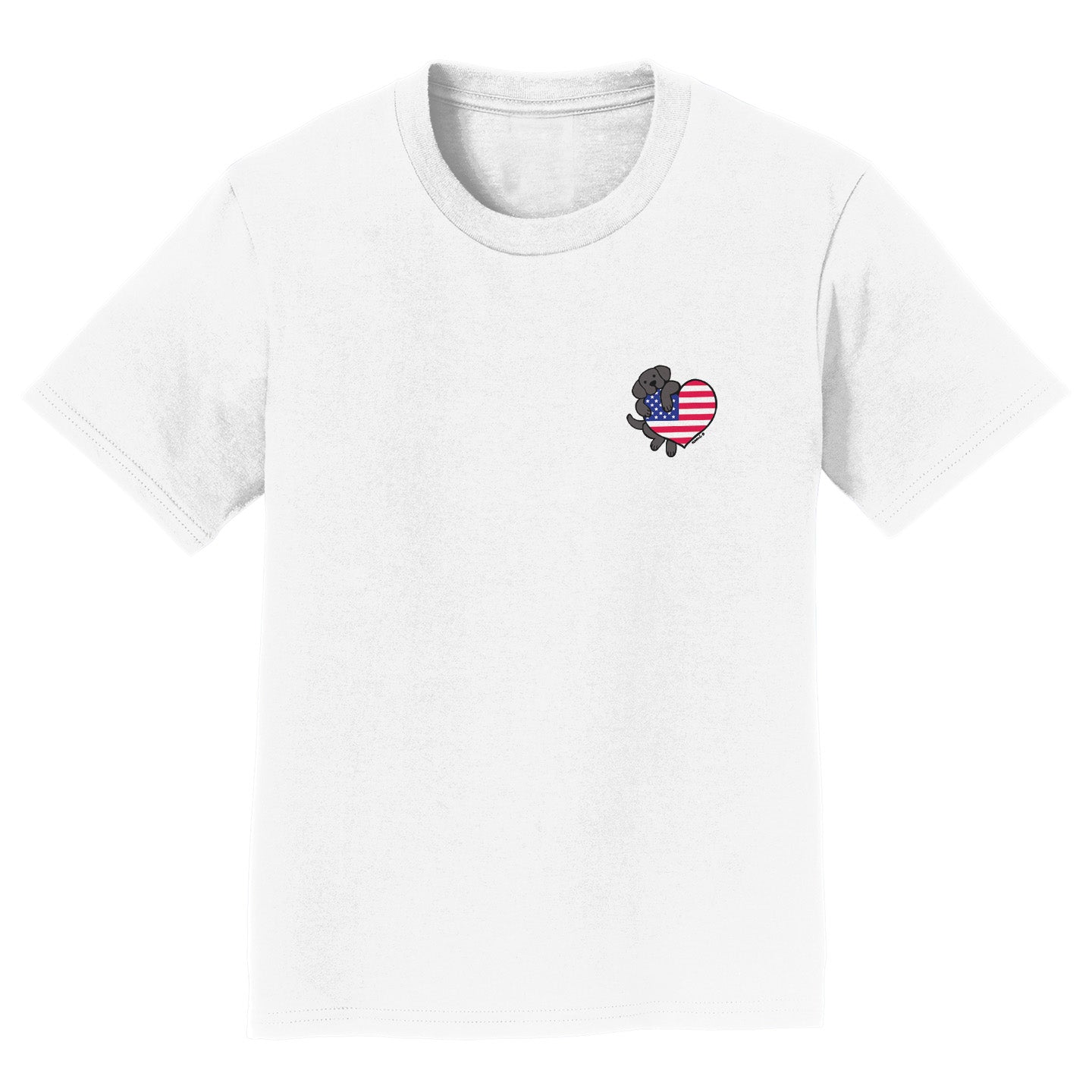 USA Flag Heart Black Lab Left Chest - Kids' Unisex T-Shirt