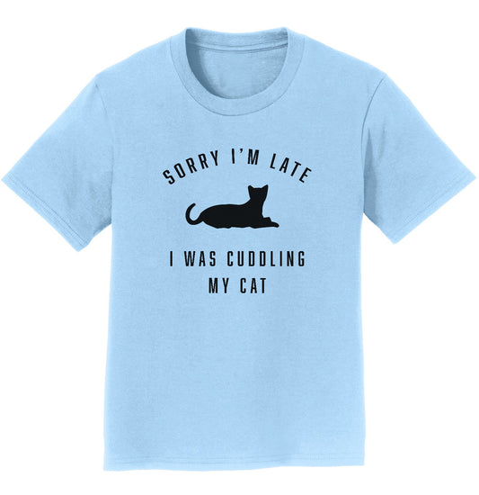 Animal Pride - Sorry I'm Late Cat Cuddling Silhouette - Kids' Unisex T-Shirt