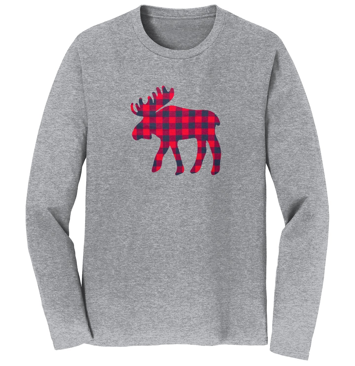 Plaid Moose - Adult Unisex Long Sleeve T-Shirt