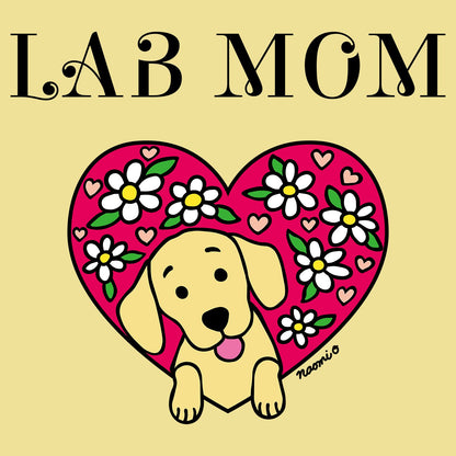 Flower Heart Yellow Lab Mom - Adult Unisex T-Shirt