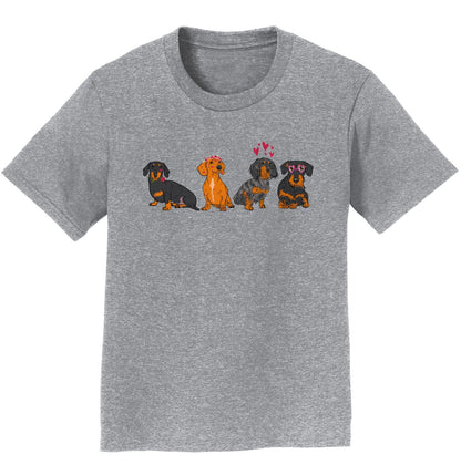 Dachshund Love Line Up - Kids' Unisex T-Shirt