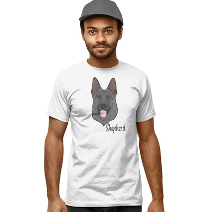 Black German Shepherd Headshot - Adult Unisex T-Shirt