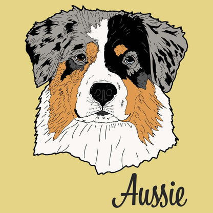 Blue Merle Aussie Headshot - Adult Unisex T-Shirt