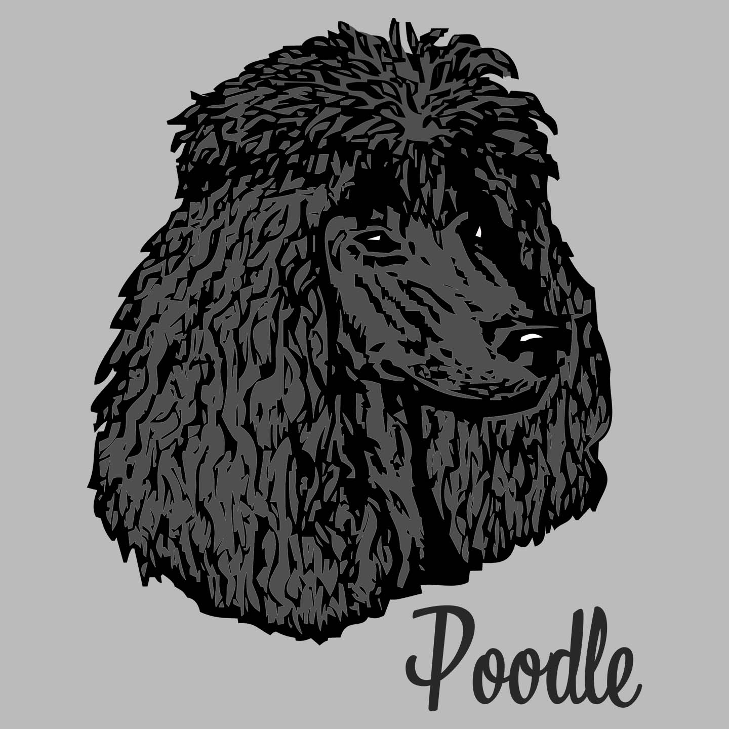 Black Poodle Headshot - Women's V-Neck T-Shirt