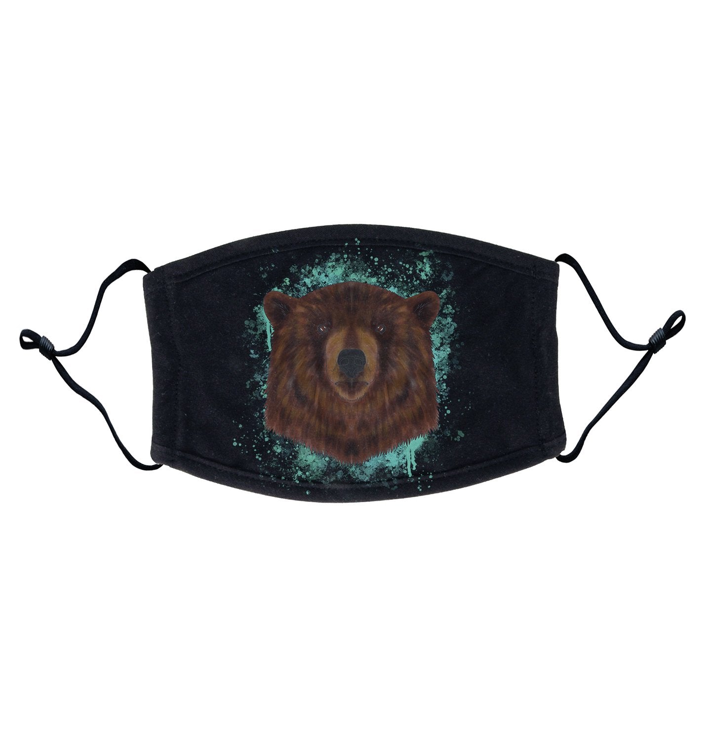 Brown Bear Blue Illustration - Adult Adjustable Face Mask