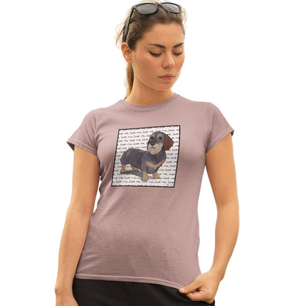 Wire Haired Dachshund Love Text - Women's Fitted T-Shirt