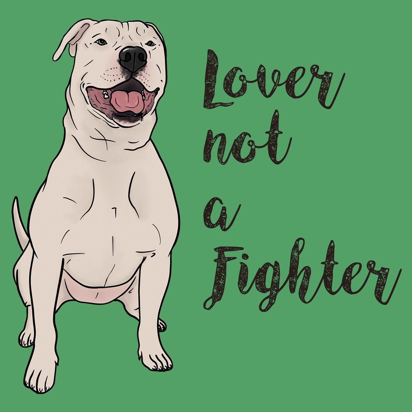 White Pit Bull Lover Not Fighter - Adult Unisex T-Shirt