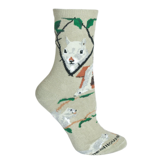 Animal Pride - Squirrel on Grey - Adult Cotton Crew Socks