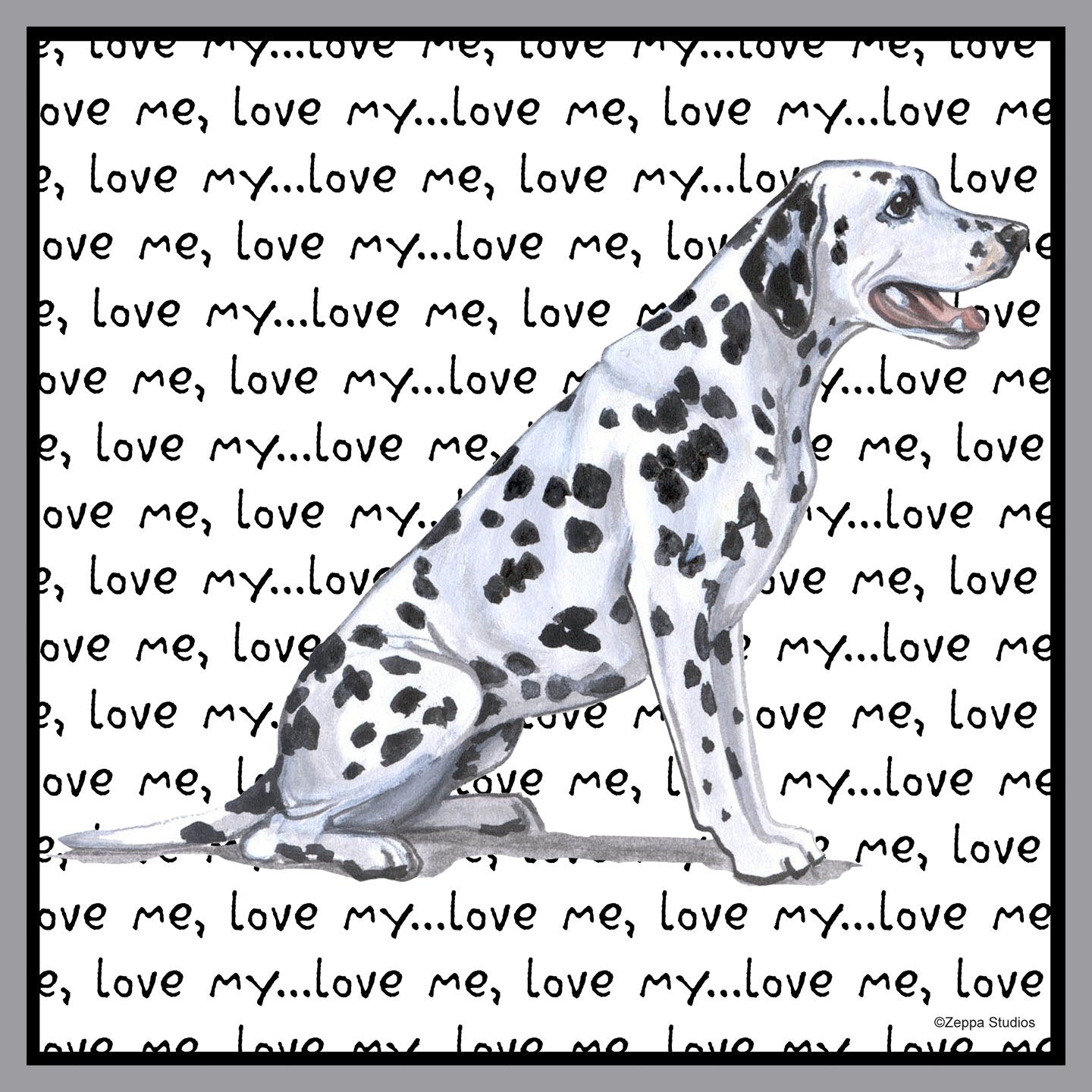 Dalmatian Love Text - Adult Unisex T-Shirt