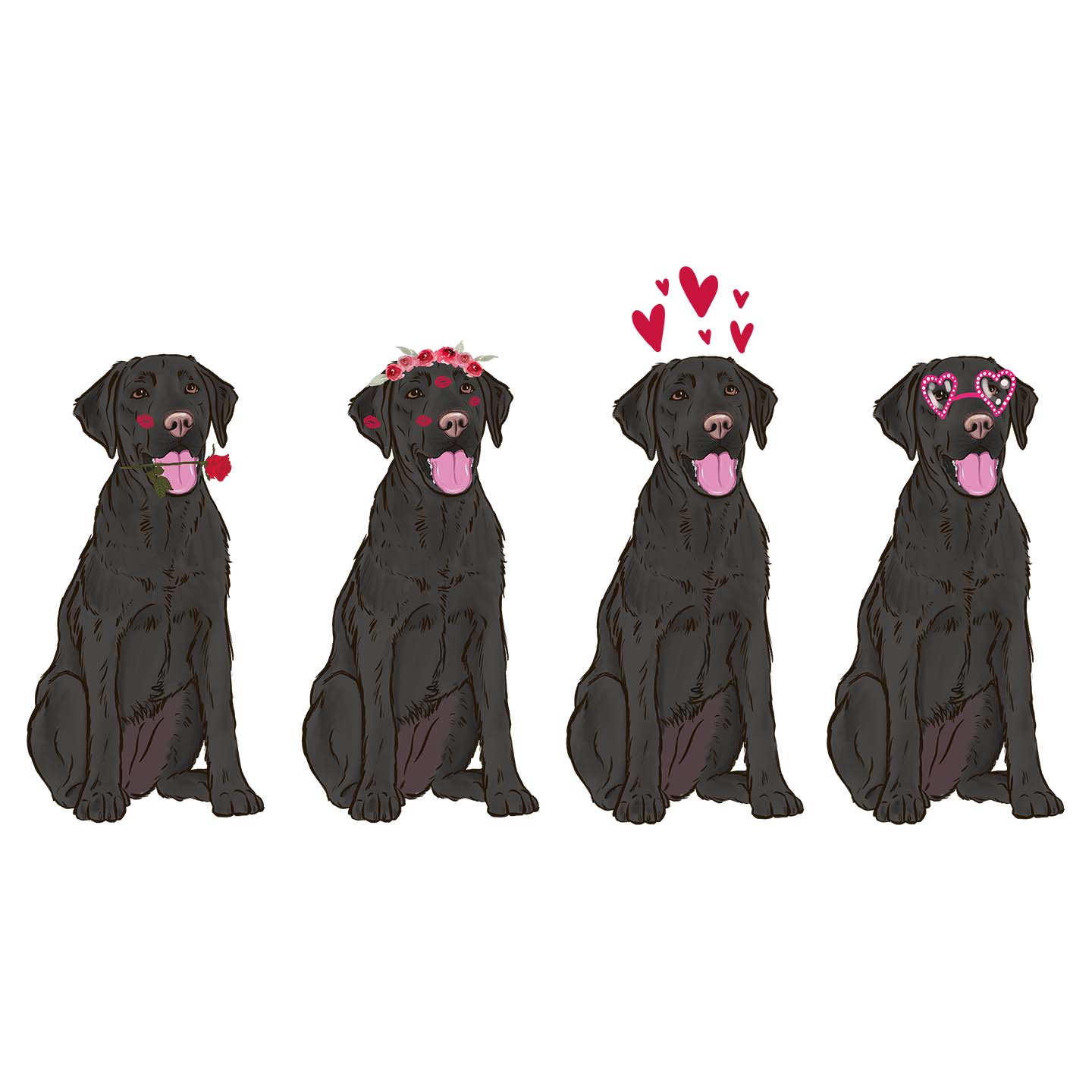 Black Lab Love Line Up - Adult Unisex Hoodie Sweatshirt