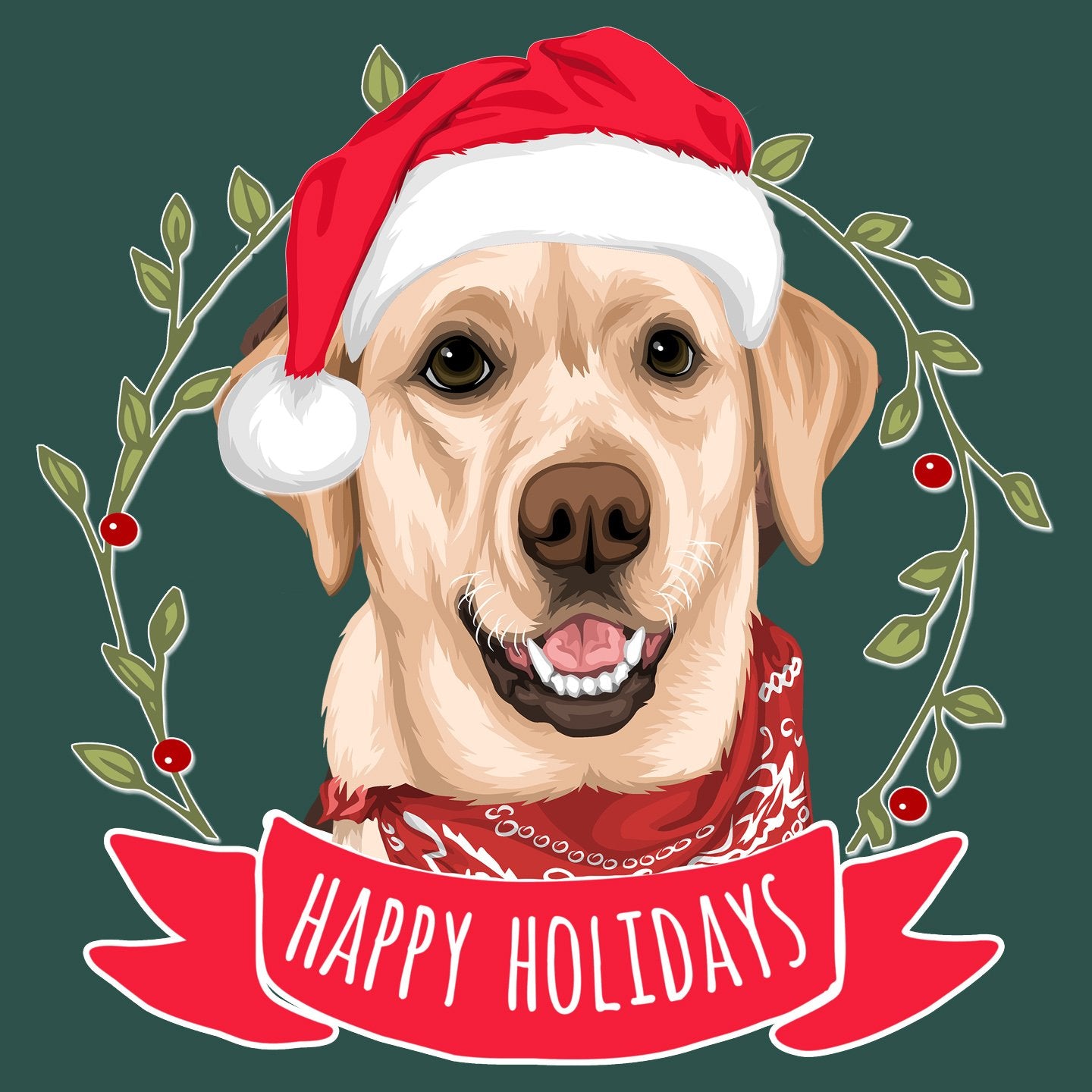 Happy Holidays Yellow Lab - Women's Fitted T-Shirt
