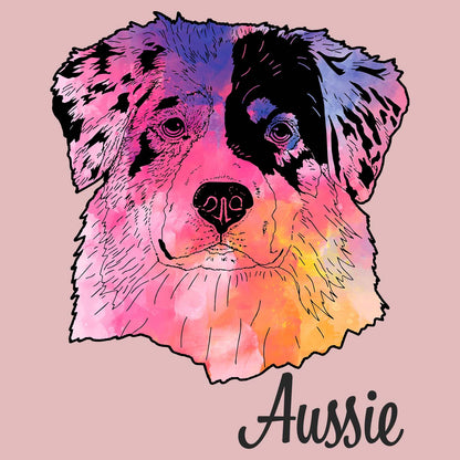 Colorful Australian Shepherd Headshot - Women's Fitted T-Shirt