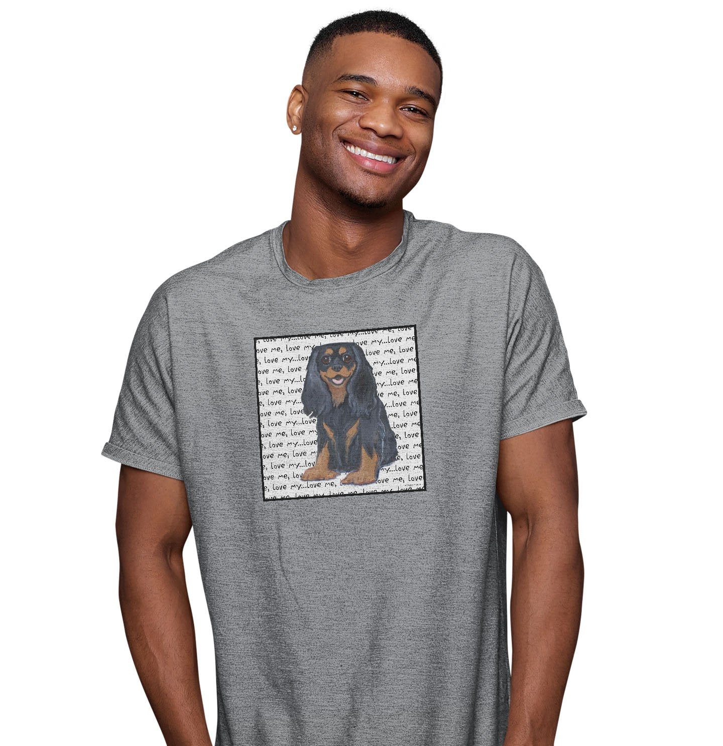 Black & Tan Cavalier Love Text - Adult Unisex T-Shirt