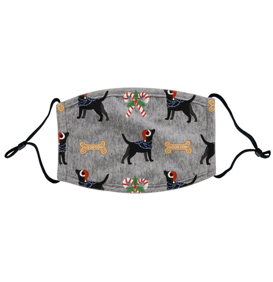 Animal Pride - Christmas Black Lab Pattern - Adult Adjustable Face Mask