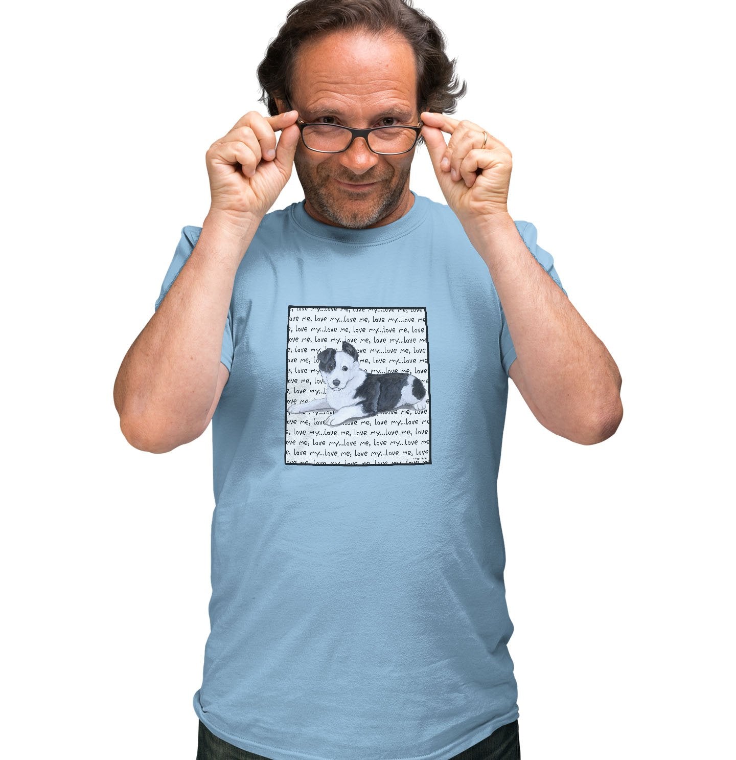 Border Collie Puppy Love Text - Adult Unisex T-Shirt