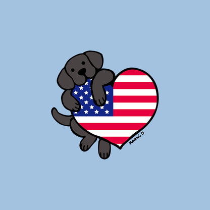 USA Flag Heart Black Lab Left Chest - Women's Fitted T-Shirt