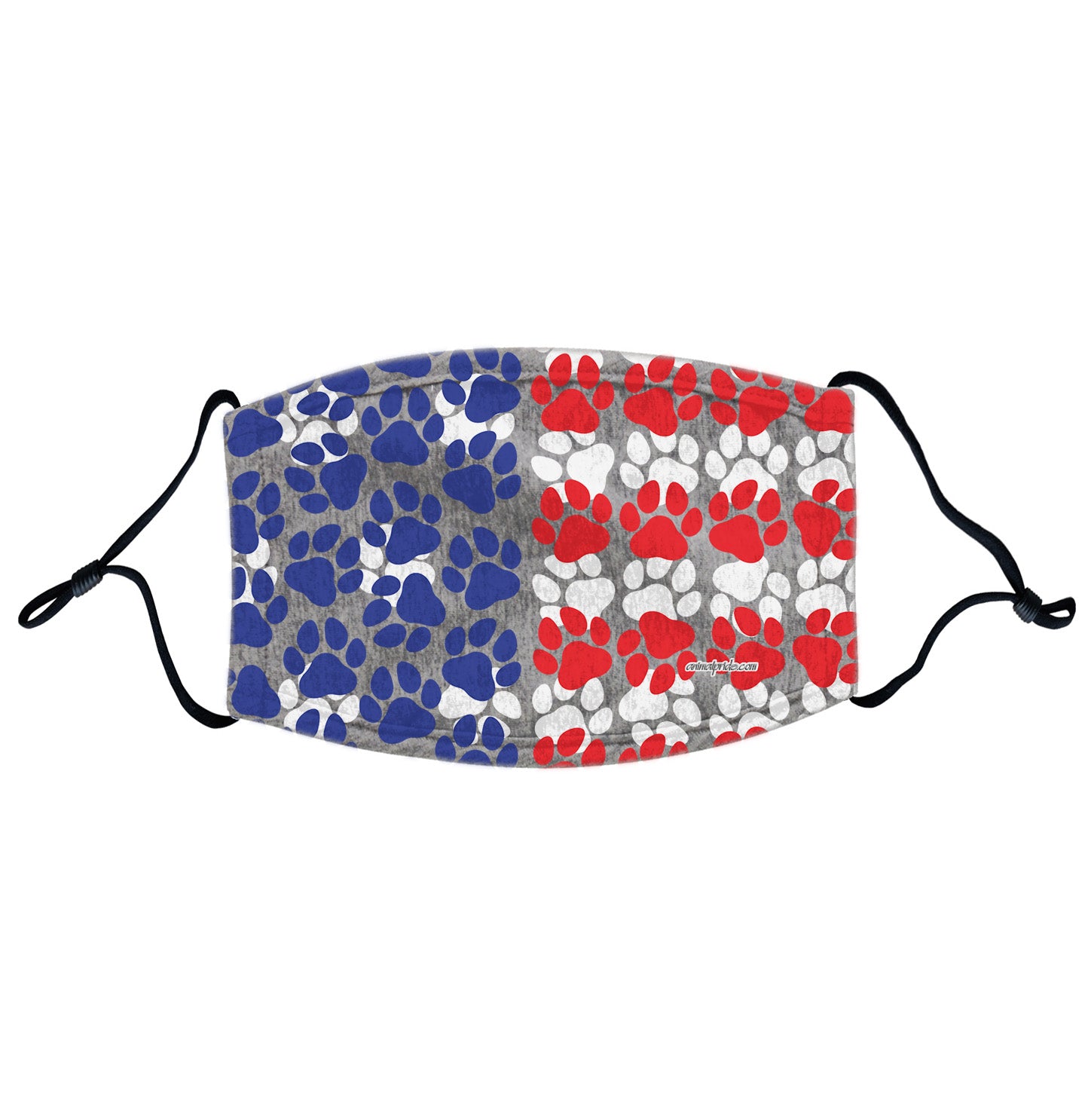USA Flag - Paw Prints - Adjustable Face Mask, Breathable, Reusable, Printed in USA