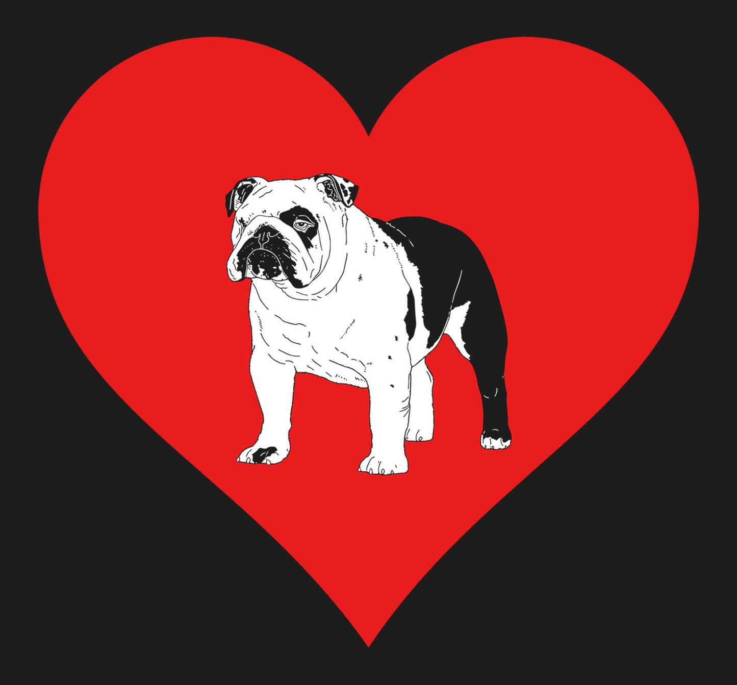 Bulldog on Heart Left Chest - Women's Full-Zip Hoodie Sweatshirt