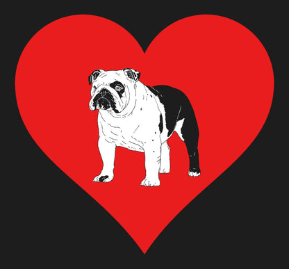 Bulldog on Heart Left Chest - Women's Full-Zip Hoodie Sweatshirt