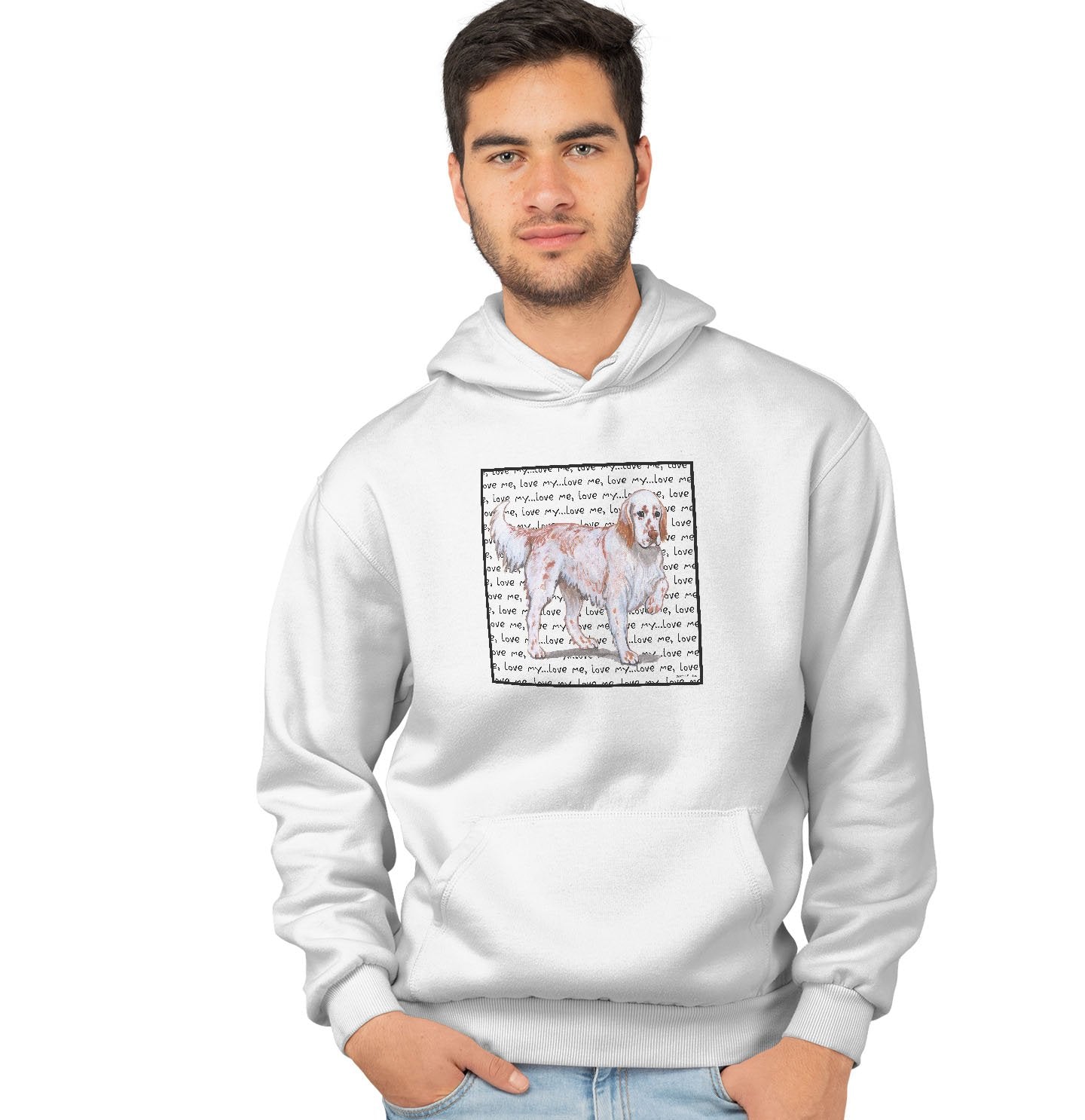 Animal Pride - English Setter Love Text - Adult Unisex Hoodie Sweatshirt