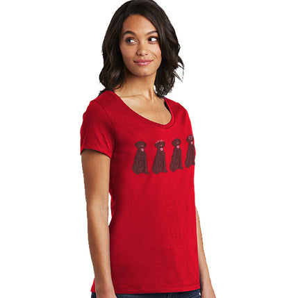 Black Lab Love Line Up - Women's V-Neck T-Shirt