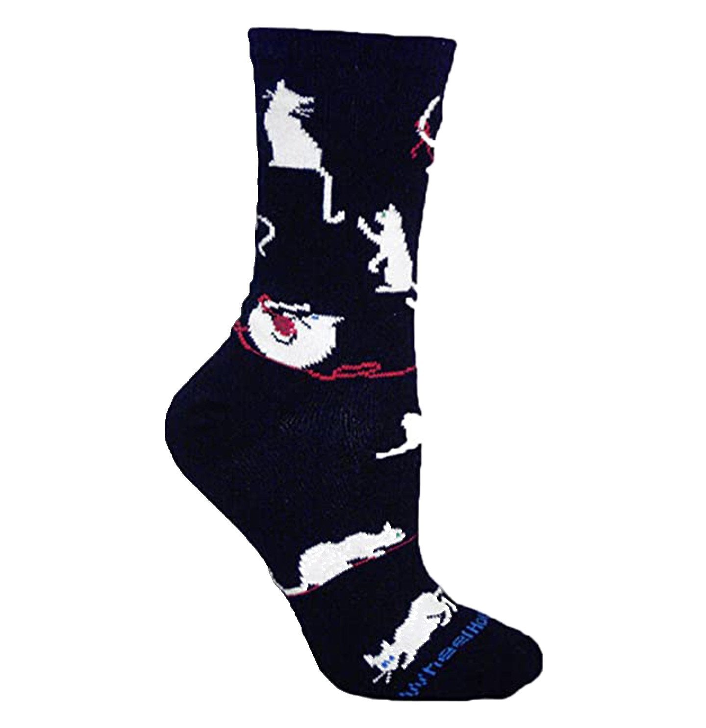 Animal Pride - Cats Playing on Black - Adult Cotton Crew Socks