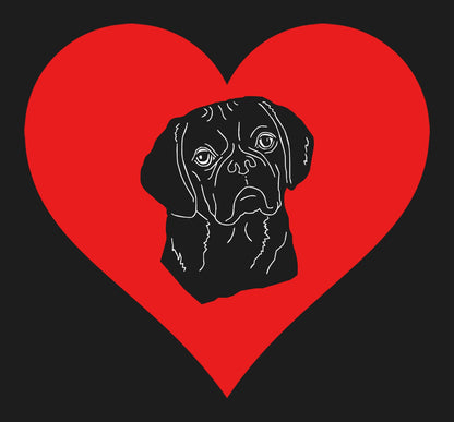 Puggle on Heart Left Chest - Women's Full-Zip Hoodie Sweatshirt