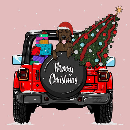 Christmas Jeep Chocolate Lab - Women's Fitted T-Shirt