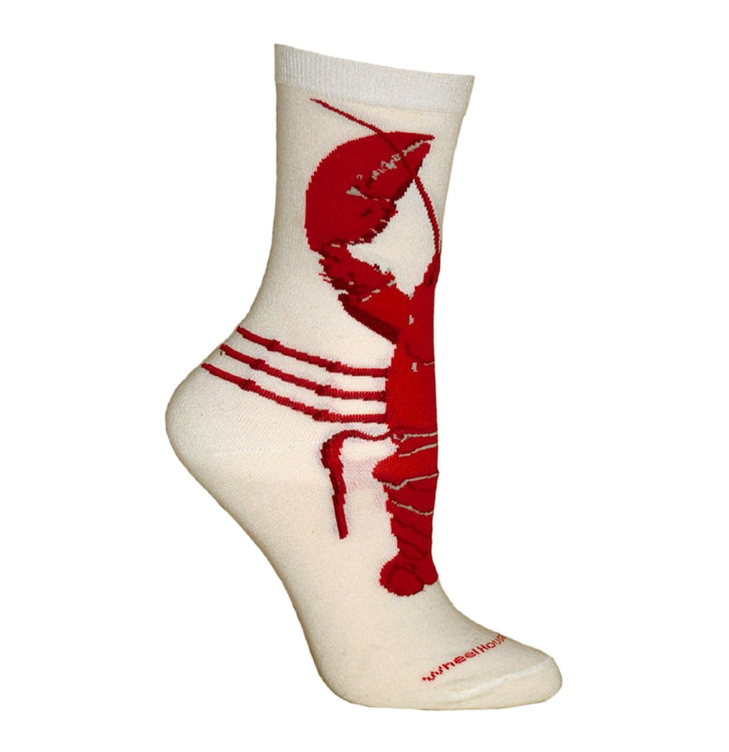 Animal Pride - Red Lobster on Natural - Adult Cotton Crew Socks