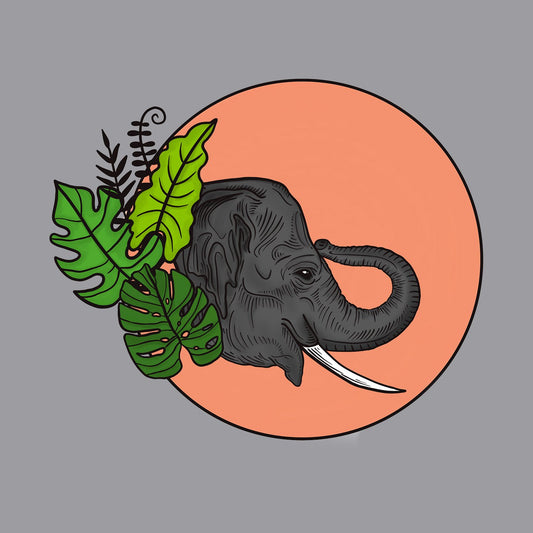 Elephant and Sun Illustration - Adult Adjustable Face Mask