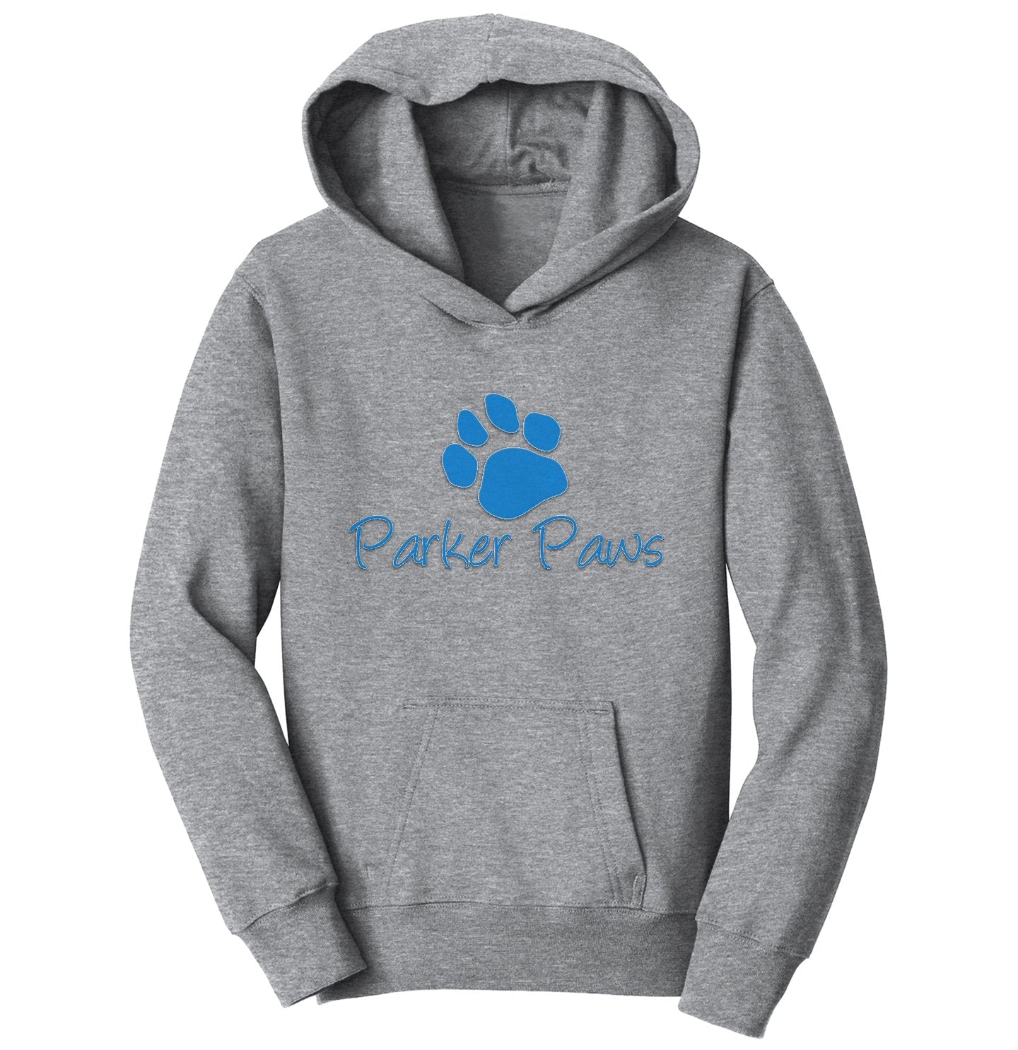 Parker Paws Blue Paw Print Logo - Kids' Unisex Hoodie Sweatshirt