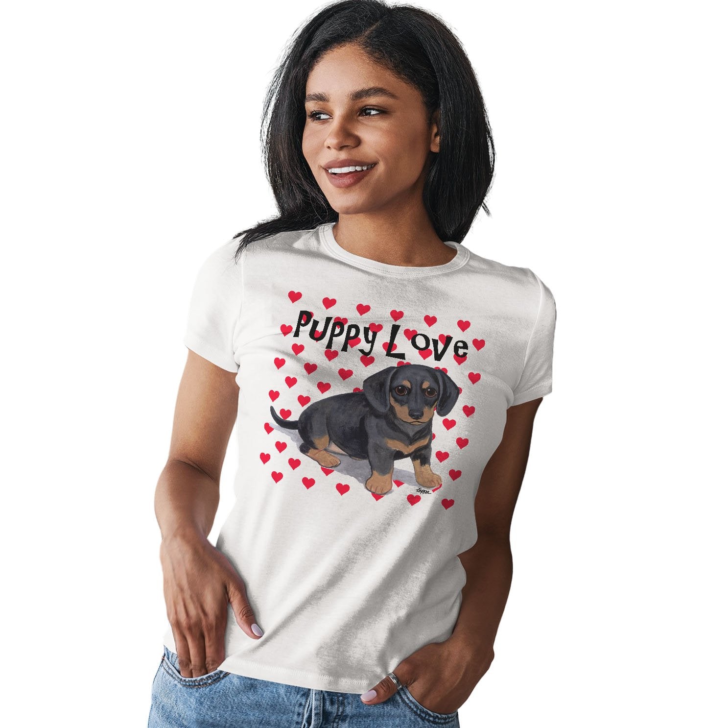 Dachshund Puppy Love - Women's Fitted T-Shirt