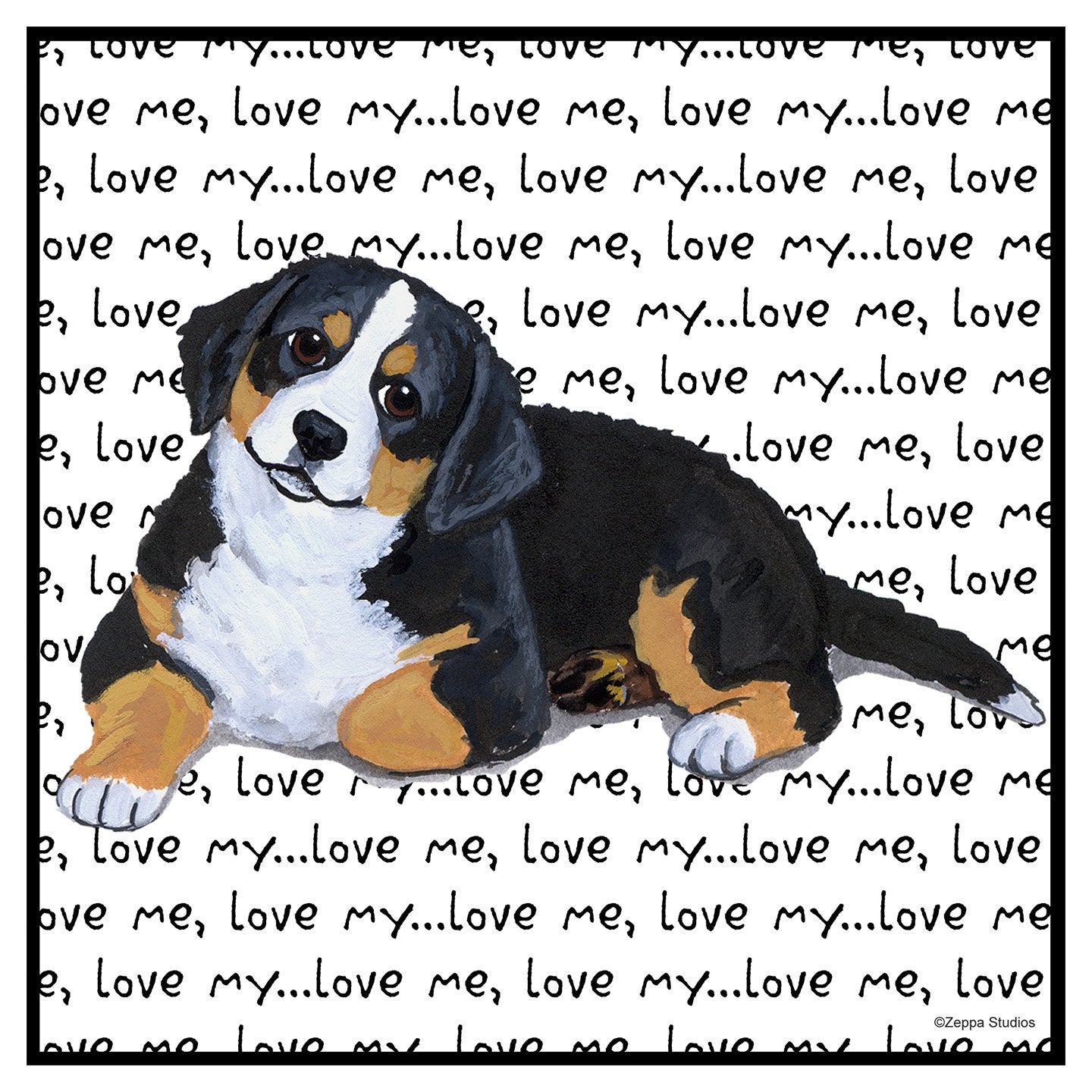 Bernese Mountain Dog Puppy Love Text - Adult Unisex Hoodie Sweatshirt