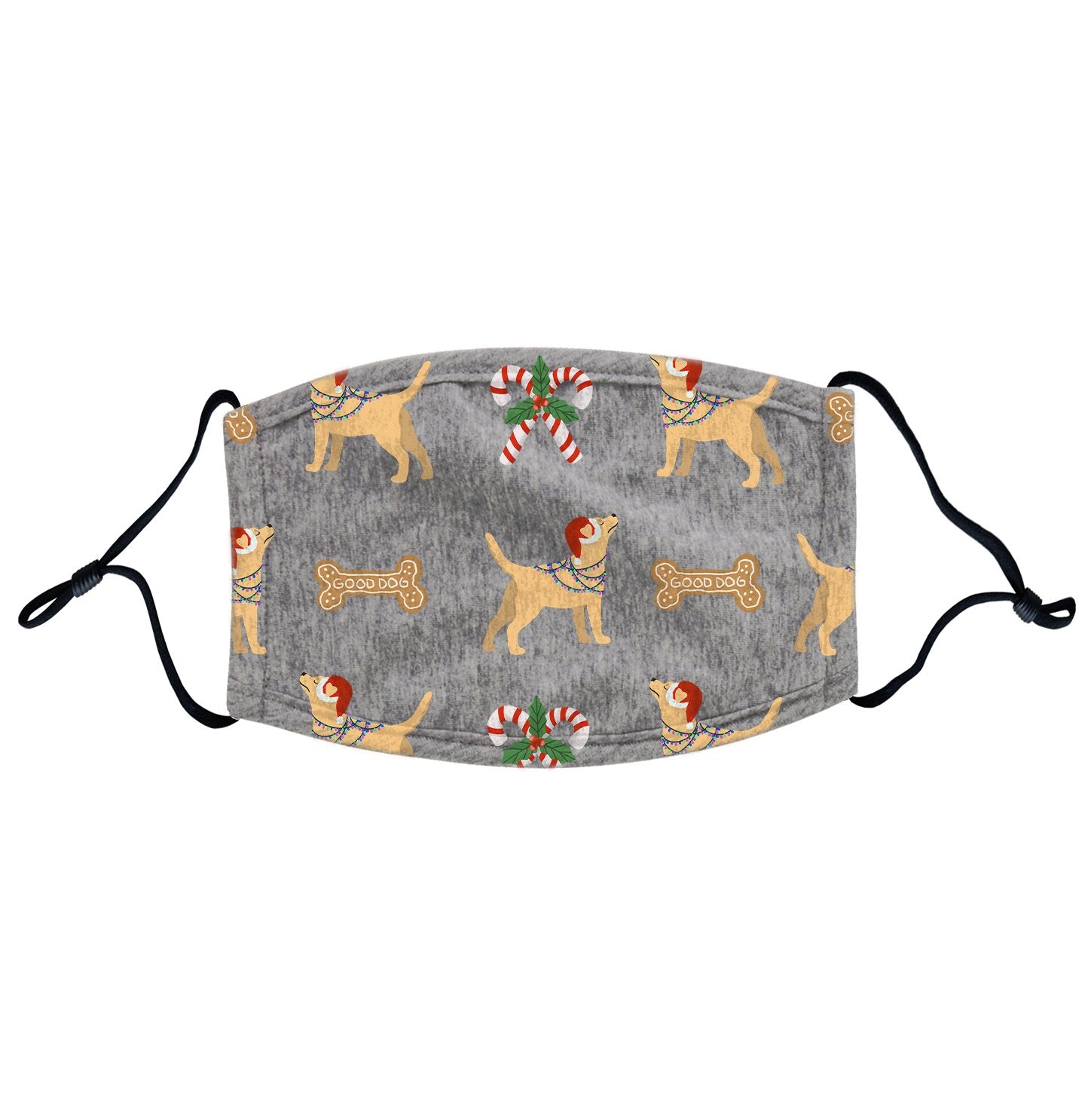 Christmas Yellow Lab Pattern - Adult Adjustable Face Mask