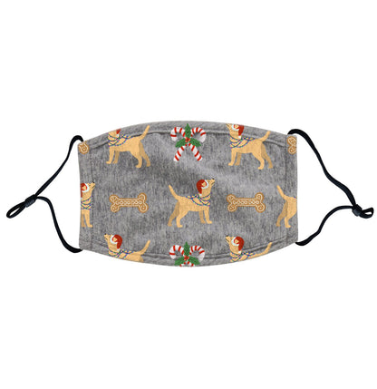 Christmas Yellow Lab Pattern - Adult Adjustable Face Mask