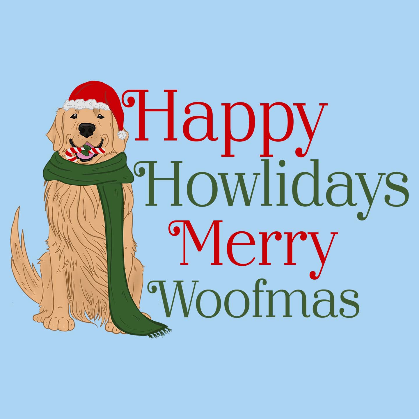 Merry Woofmas Golden Retriever - Adult Unisex T-Shirt