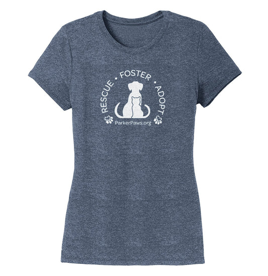 Parker Paws Logo Rescue Foster Adopt - Women's Tri-Blend T-Shirt