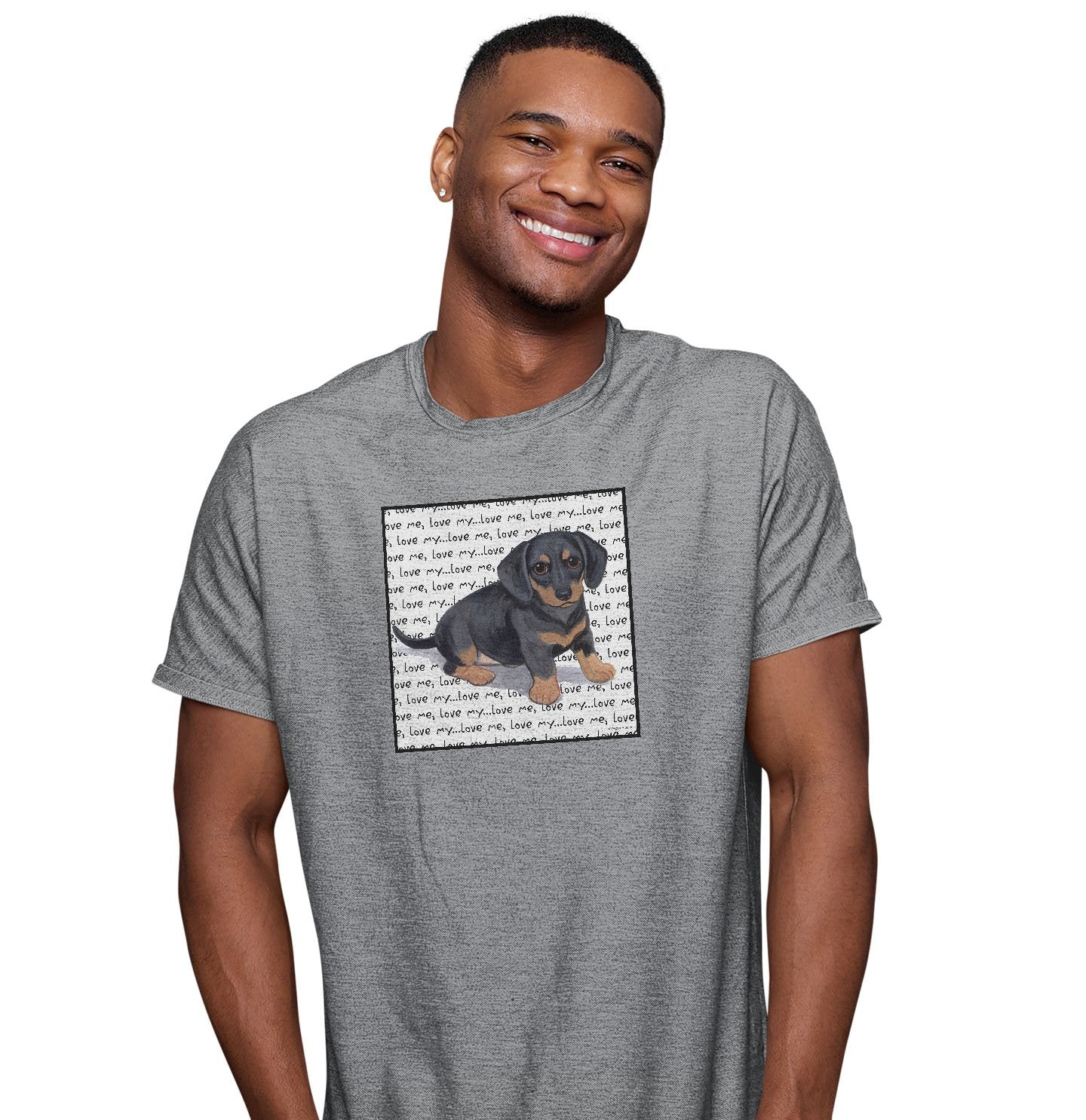Animal Pride - Dachshund Puppy Love Text - Adult Unisex T-Shirt