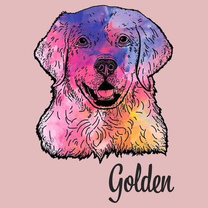 Colorful Golden Retriever Headshot - Women's Fitted T-Shirt