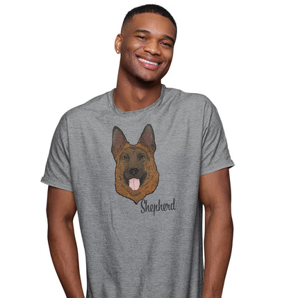 Tan & Red German Shepherd Headshot - Adult Unisex T-Shirt