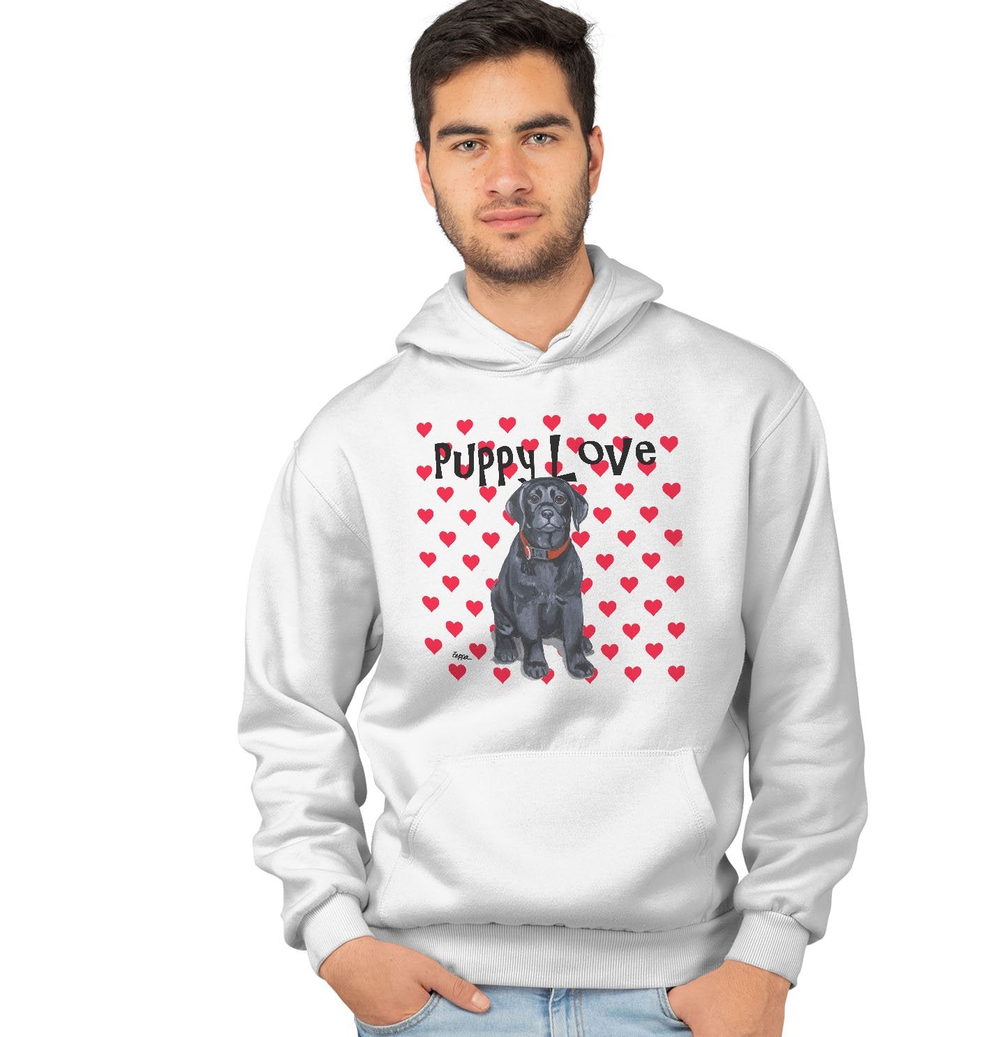 Animal Pride - Black Lab Puppy Love - Adult Unisex Hoodie Sweatshirt