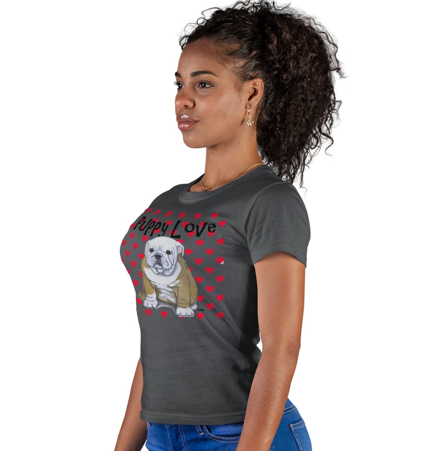 Animal Pride - Bulldog Puppy Love - Women's Fitted T-Shirt