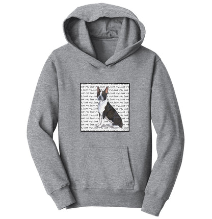 Boston Terrier Love Text - Kids' Unisex Hoodie Sweatshirt