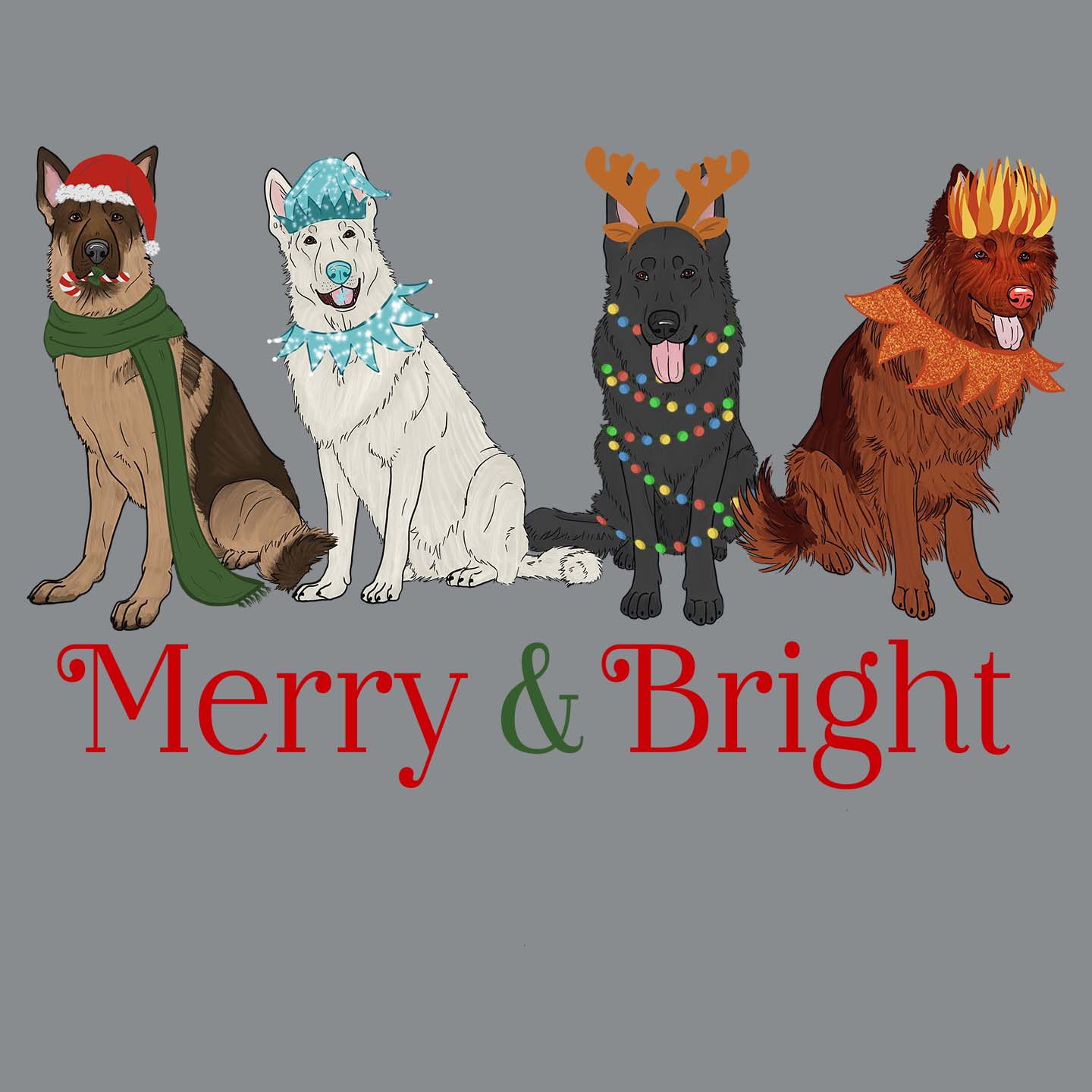 German Shepherd Christmas Line Up - Adult Unisex Crewneck Sweatshirt