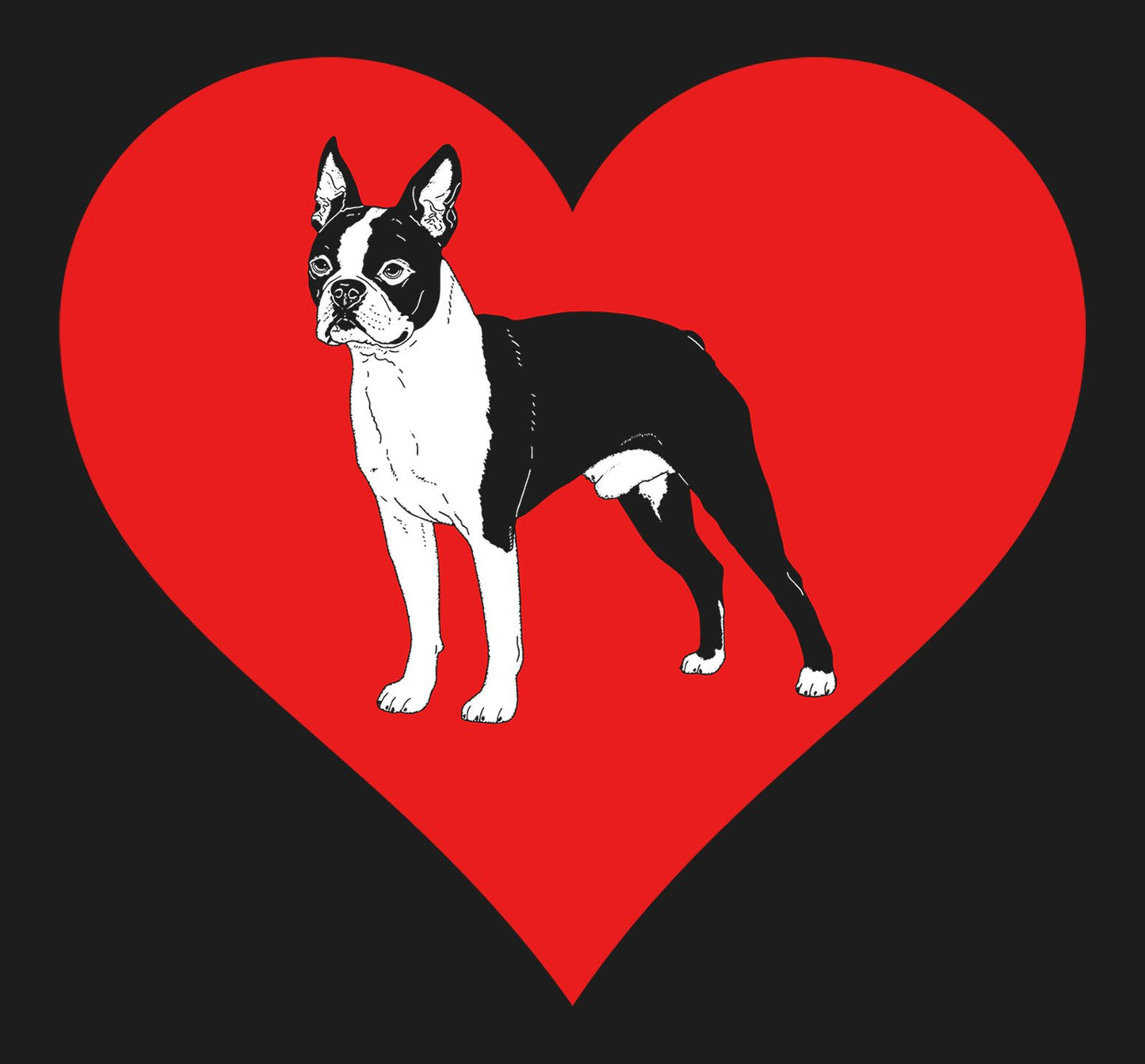 Boston Terrier on Heart Left Chest - Women's Full-Zip Hoodie Sweatshirt