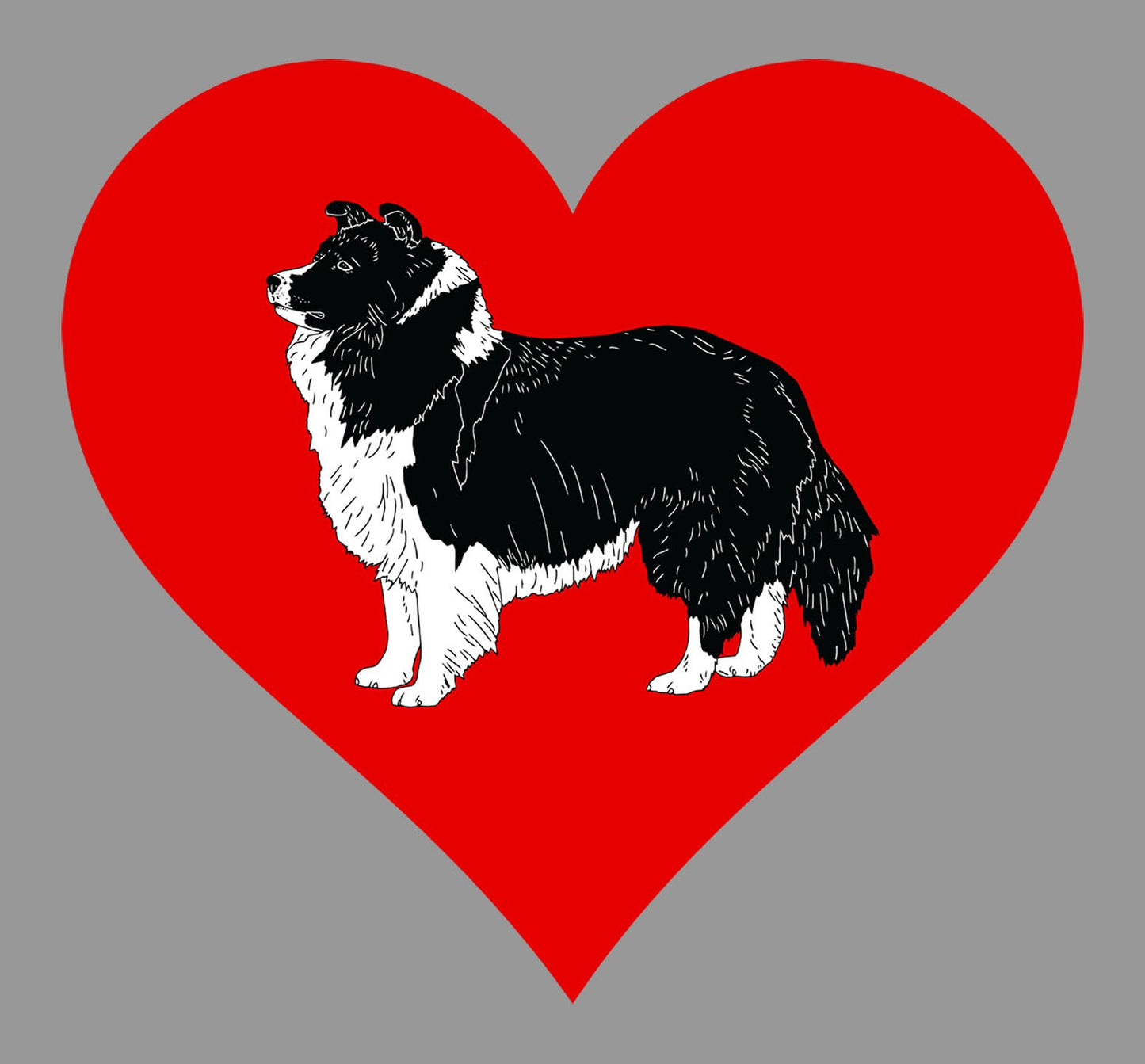 Black Shetland Sheepdog on Heart Left Chest - Women's Full-Zip Hoodie Sweatshirt