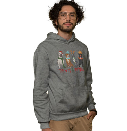 Pit Bull Christmas Line Up - Adult Unisex Hoodie Sweatshirt