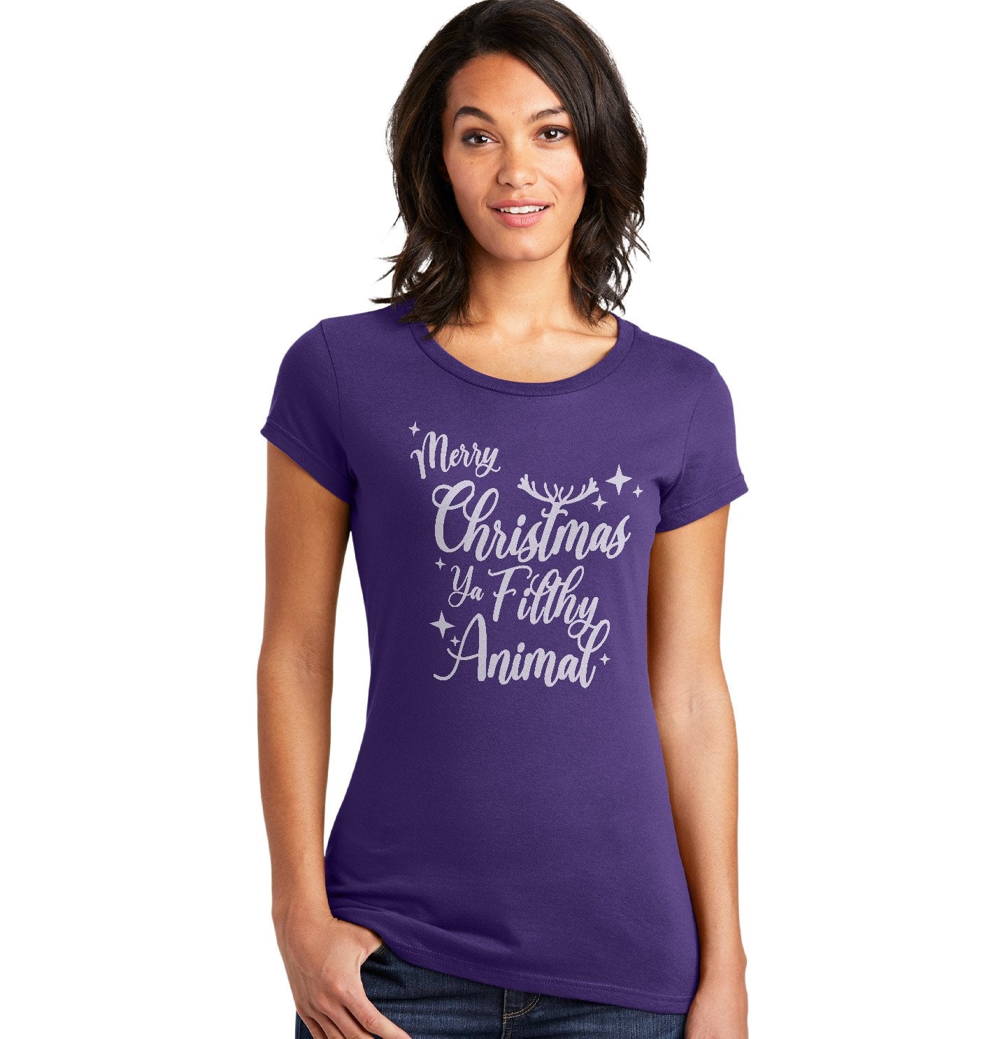 Merry Christmas ya Filthy Animal - Women's Fitted T-Shirt