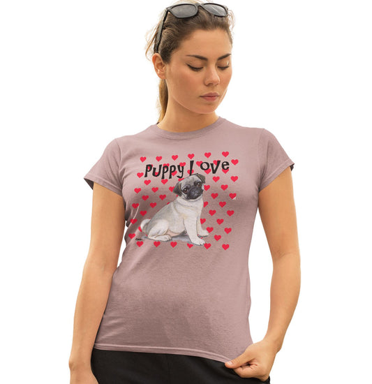 Animal Pride - Pug Puppy Love - Women's Fitted T-Shirt