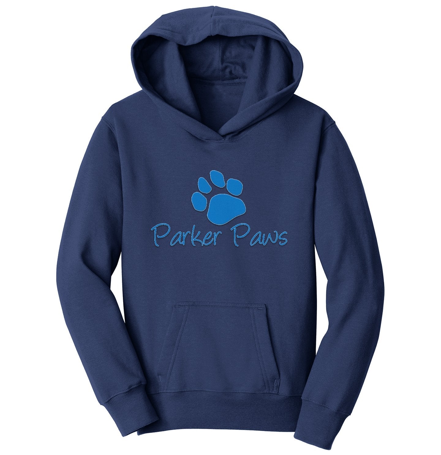 Parker Paws Blue Paw Print Logo - Kids' Unisex Hoodie Sweatshirt